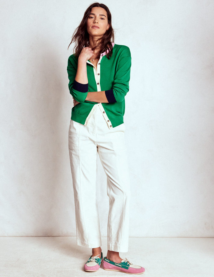 Lara Relaxed Cotton Cardigan Rich Emerald