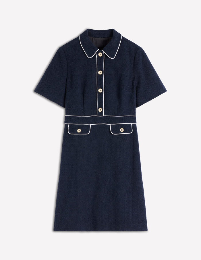 Eda Cotton Shift Dress Navy
