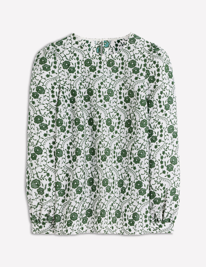 Embroidered Cotton Dobby Top Ivory