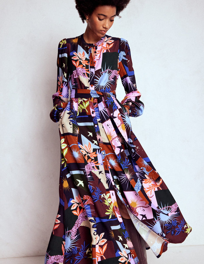Mae Occasion Maxi Shirt Dress Multi, Cosmic Savanna