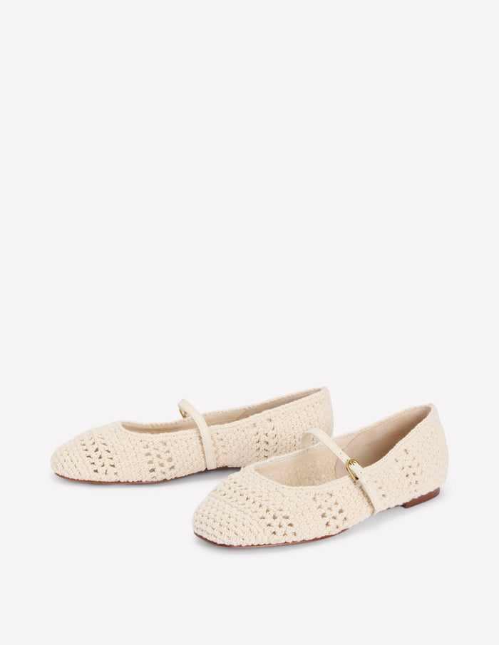 Crochet Mary Jane Flats Ecru