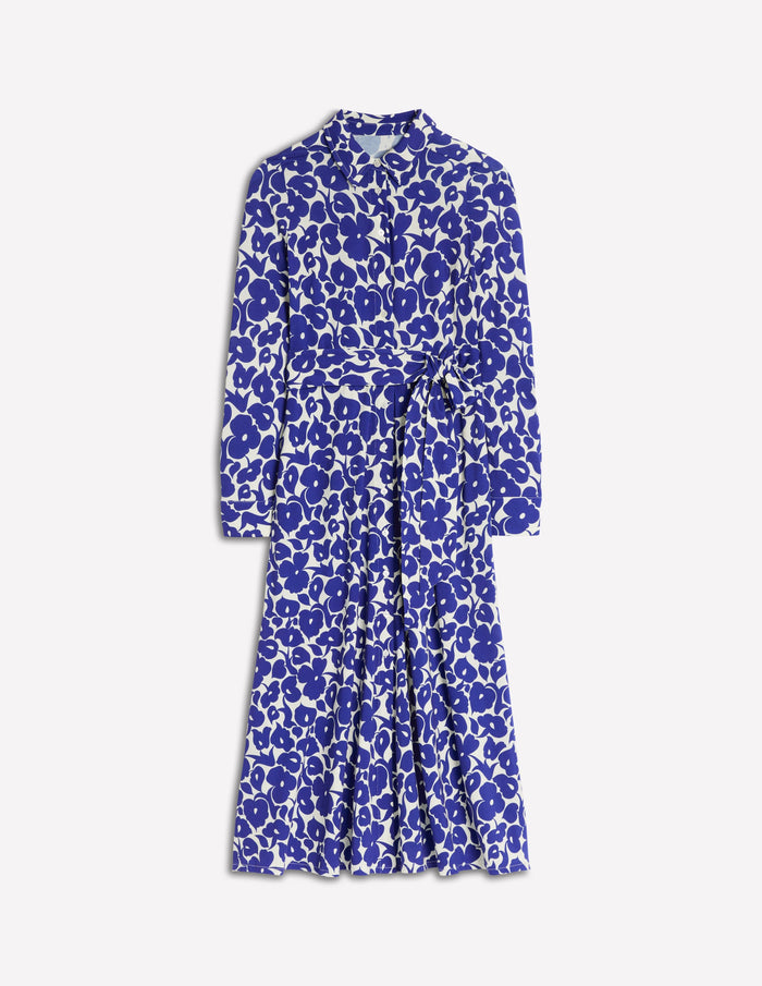 Marcia Jersey Shirt Dress Bright Blue, Leafy Grove