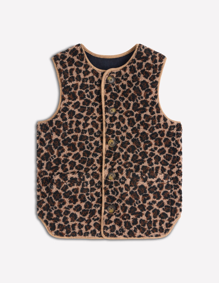 Clerkenwell Reversible Gilet Navy, Leopard