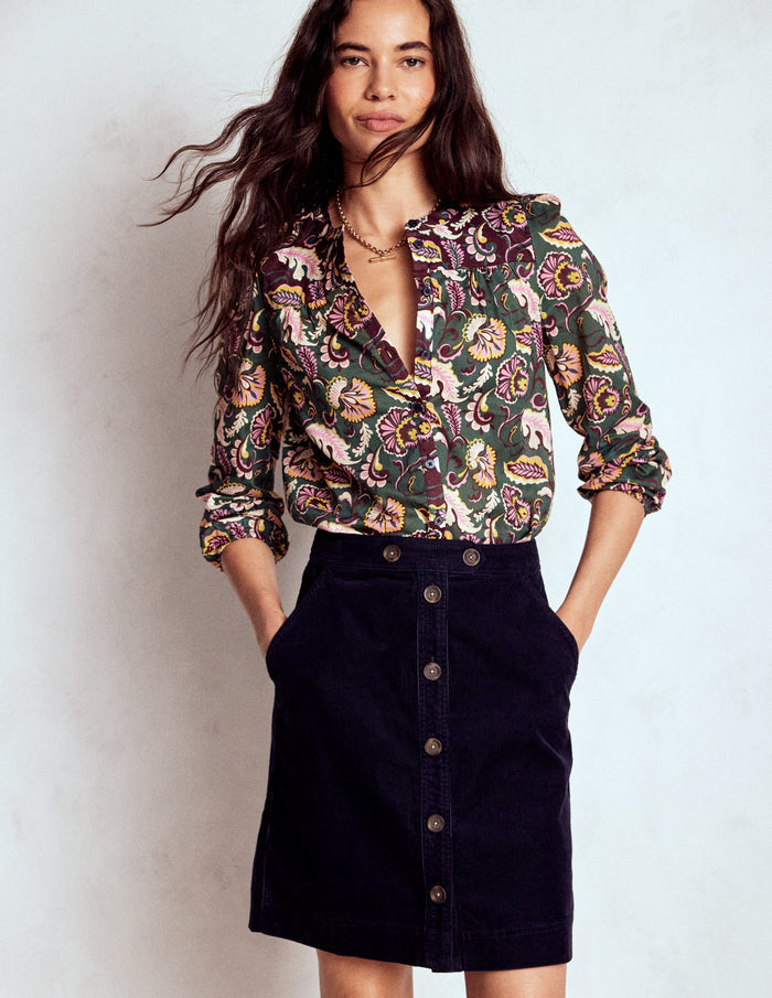 Cecelia Cord Skirt Navy