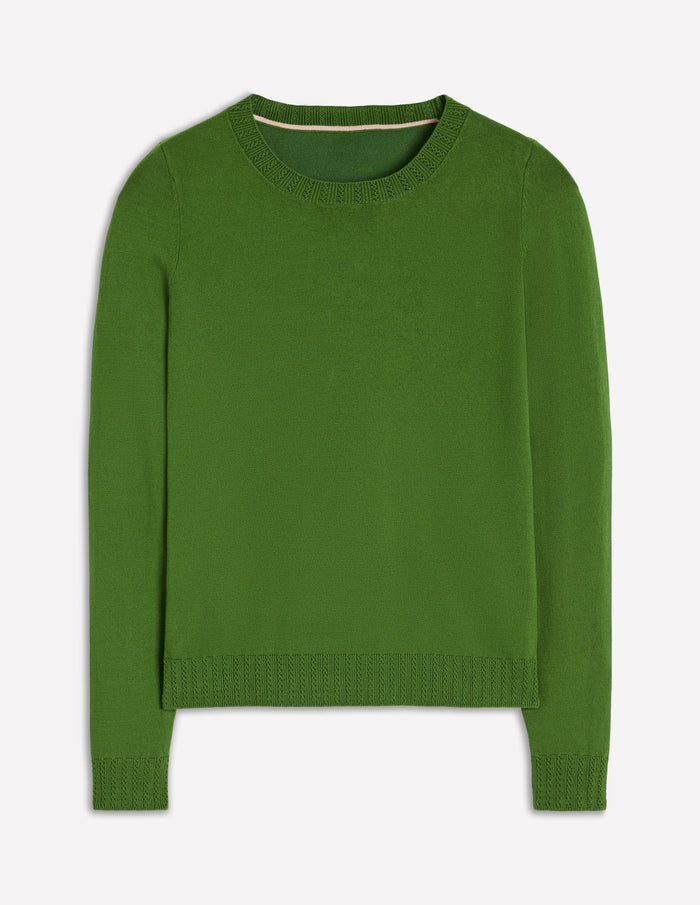 Emilia Cotton Crew Sweater Promenade Green
