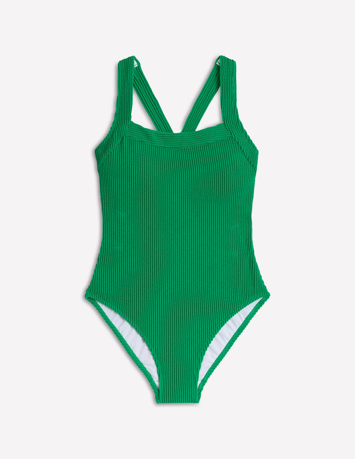 Scoop Cross Back Swimsuit Bright Green