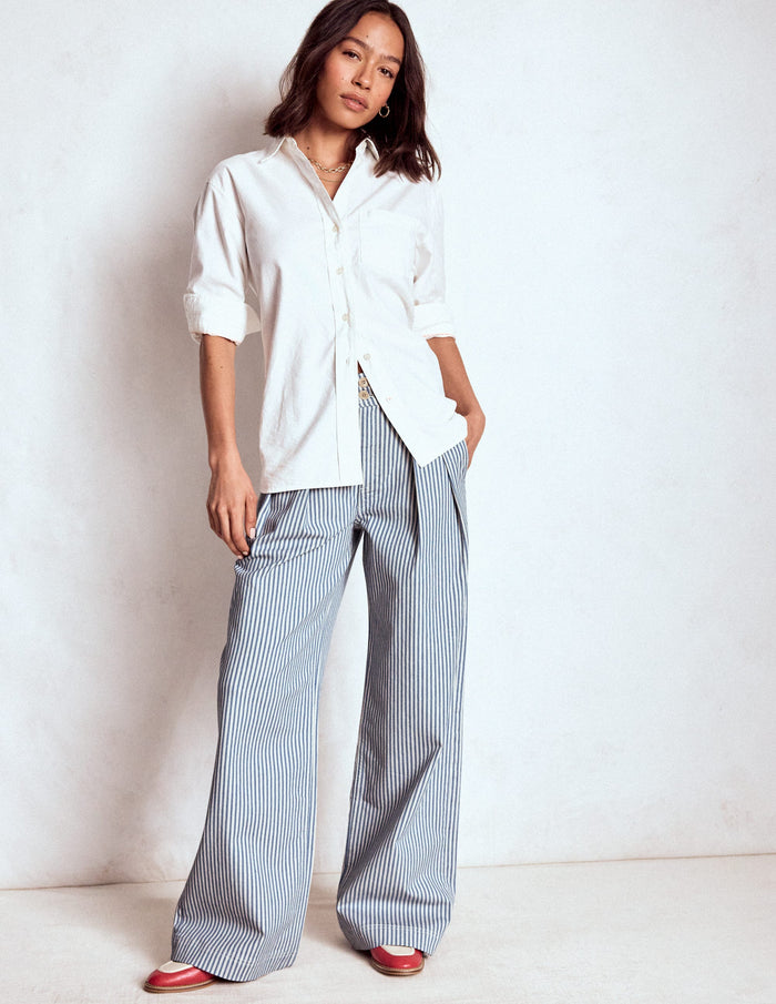 Brompton Wide Leg Pants Blue Stripe