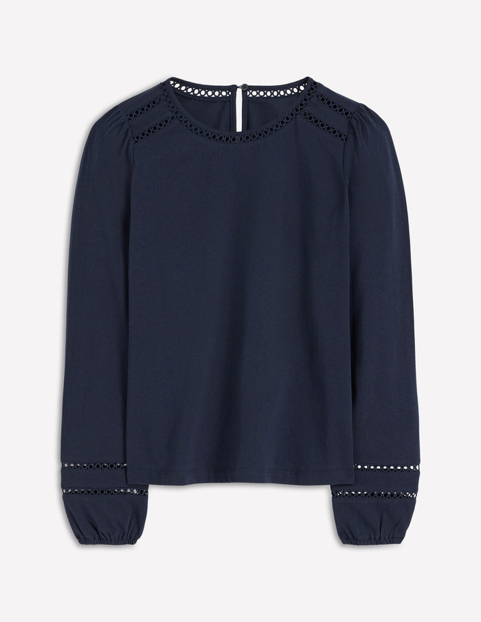Flo Trim Detail Top Navy