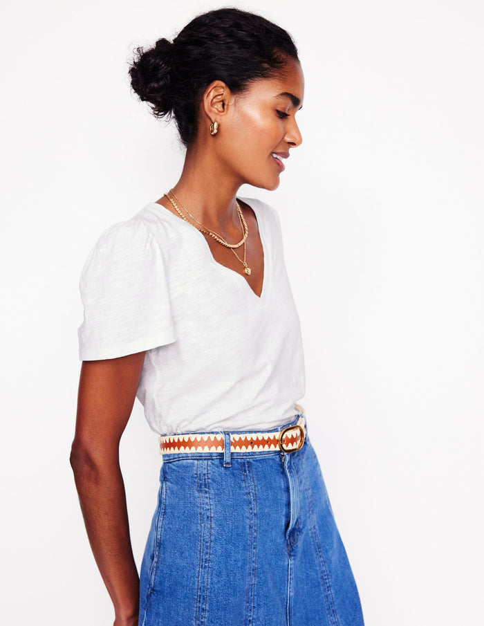 Short Sleeve V Neck T-shirt White