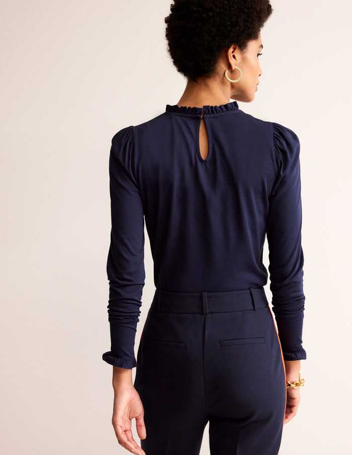 Supersoft Frill Detail Top Navy