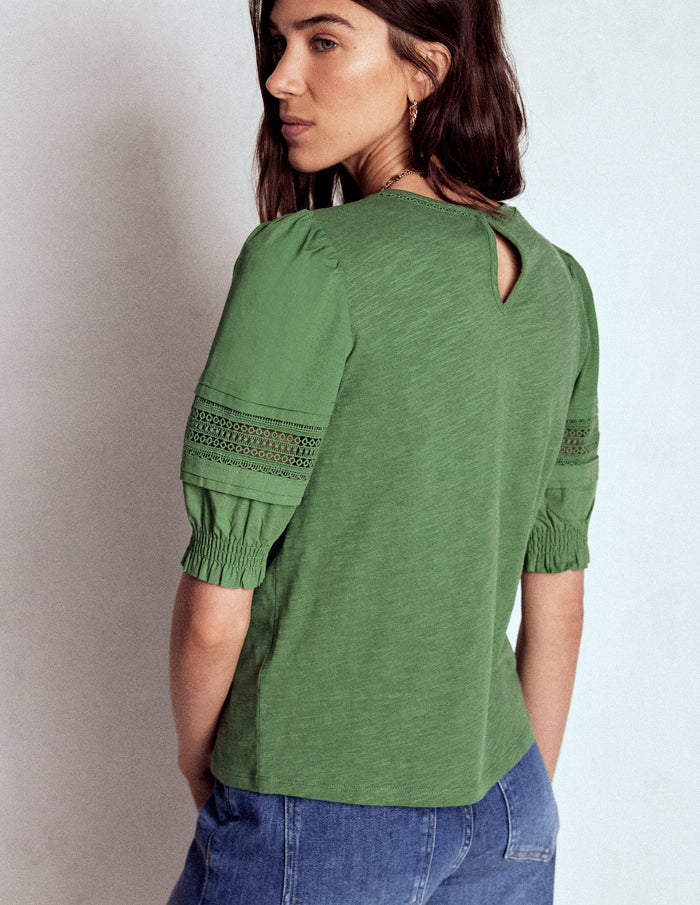 Lottie Puff Sleeve Top Newt Green
