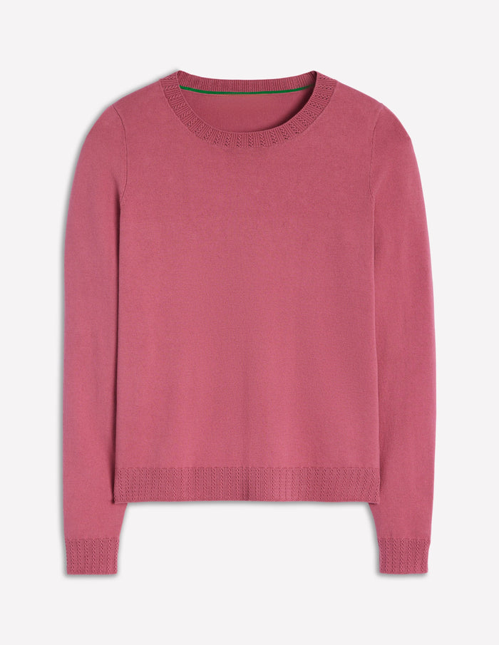Emilia Cotton Crew Sweater Pink Heather