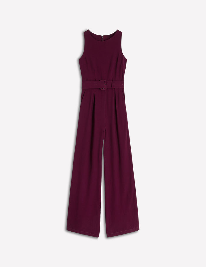 Gwen Slash Neck Jumpsuit Dark Cherry