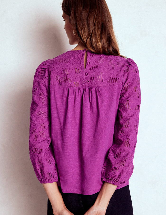 May Broderie Top Regal Purple