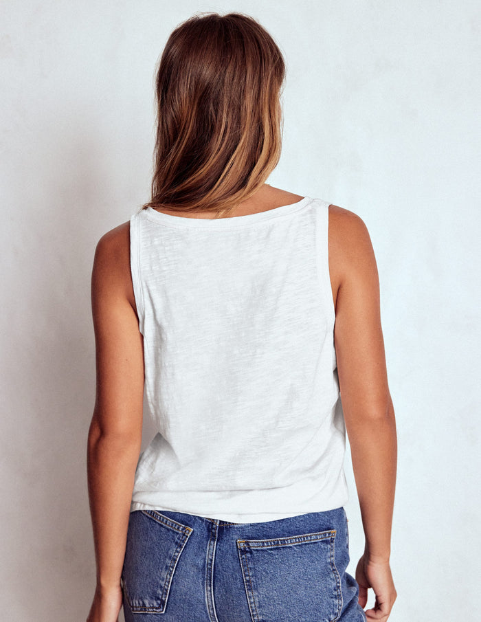 Regular V-Neck Slub Tank White