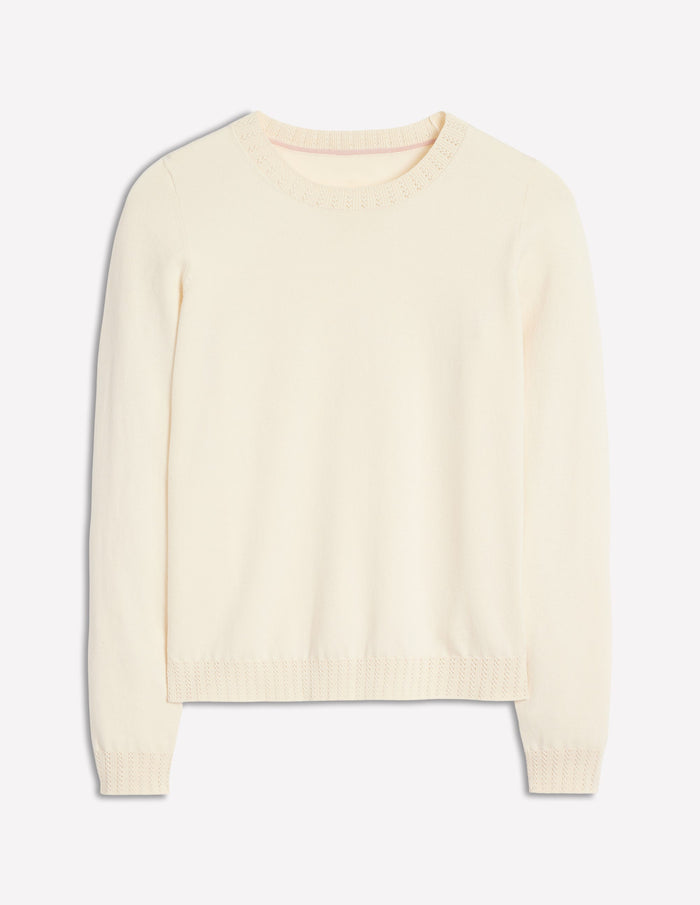 Emilia Cotton Crew Sweater Warm Ivory