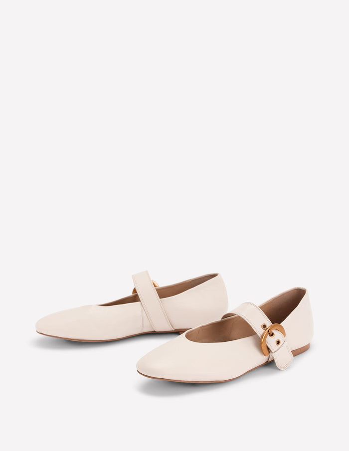 Kylie Flat Buckle Mary Jane Ecru