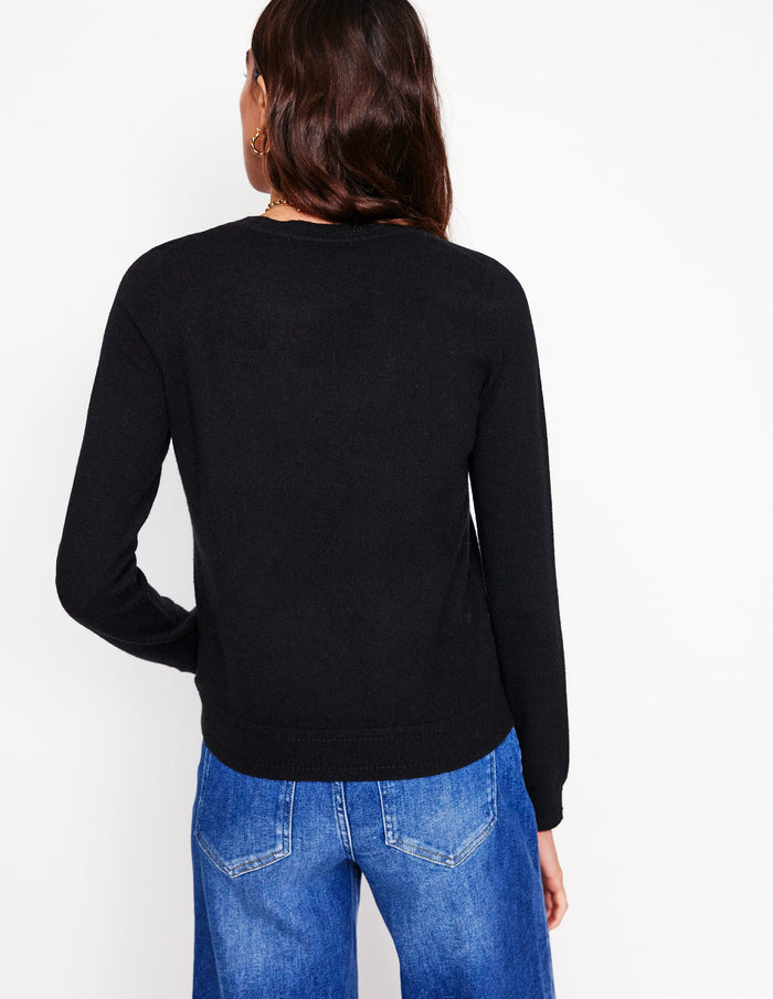 Eva Cashmere Crew Neck Sweater Black