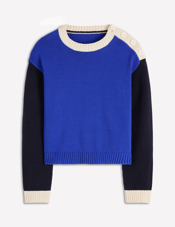 Jemma Chunky Cotton Sweater Bright Blue