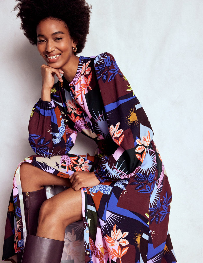Mae Occasion Maxi Shirt Dress Multi, Cosmic Savanna