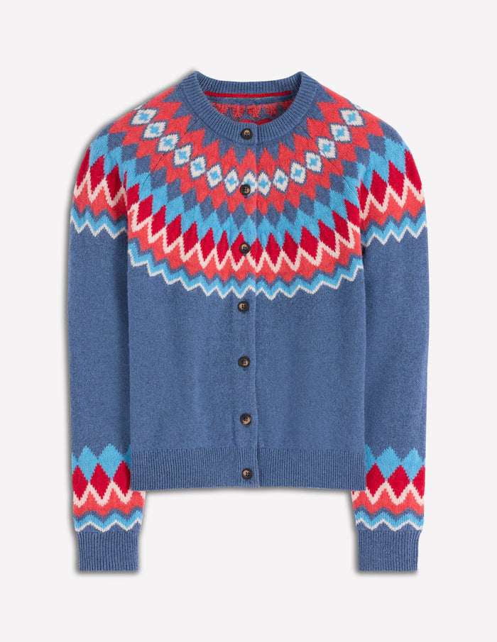 Edie Fair Isle Cardigan Blue Fair Isle
