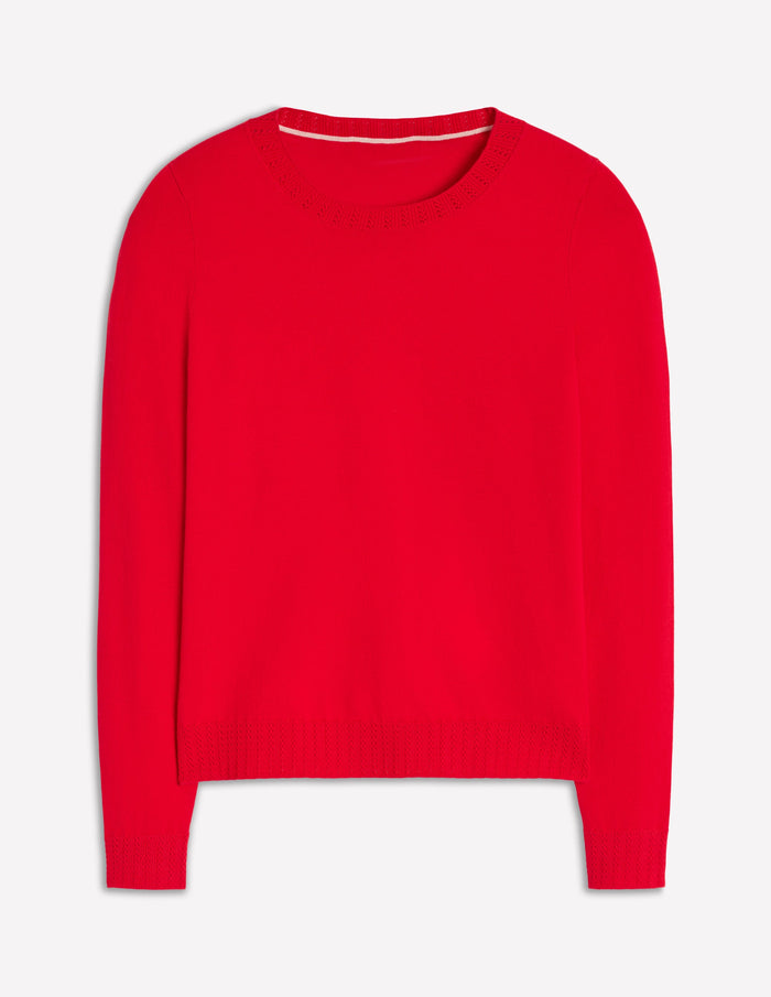 Emilia Cotton Crew Sweater Poppy Red