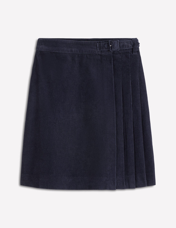 Helen Cord Kilt Skirt Navy