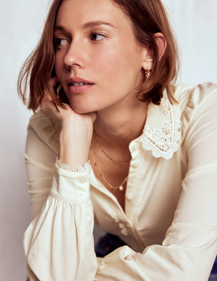 Lace Collar Blouse Ivory