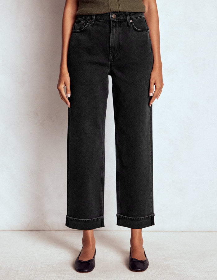 Mid Rise Stretch Jeans Washed Black