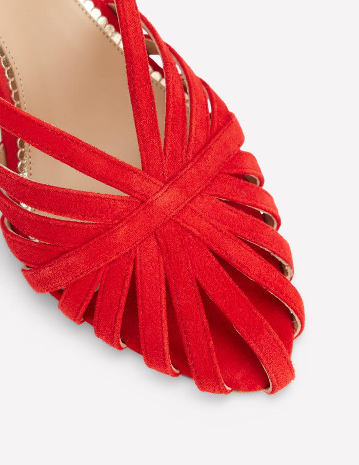 Heeled Cage Sandals Post Box Red