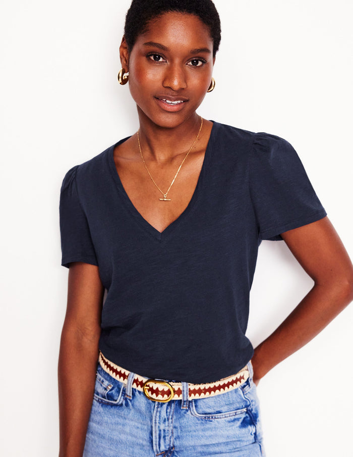 Short Sleeve V Neck T-shirt Navy