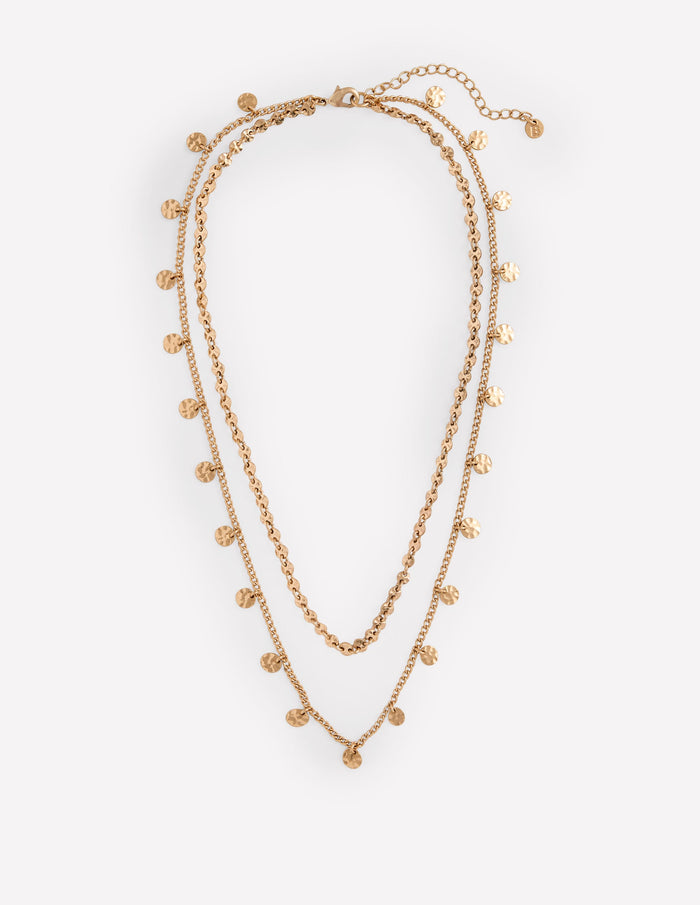 Hammered Disk Layered Necklace Gold Colour
