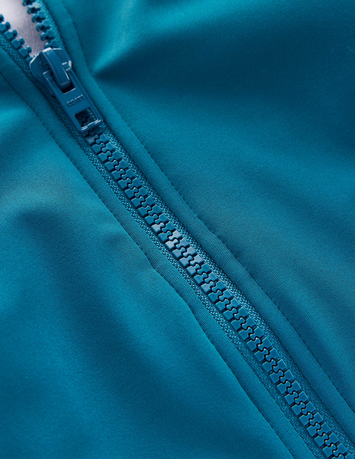 Sporty Raglan Sleeve Swimsuit Oceanside Blue