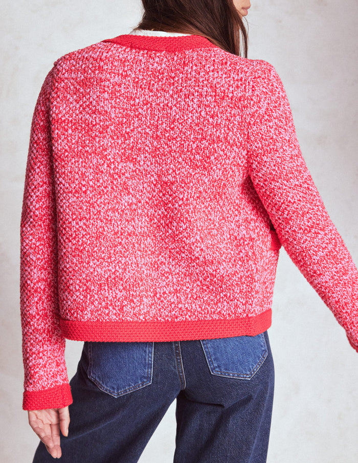 Libby Knitted Jacket Pink Ribbon/ Poppy Red
