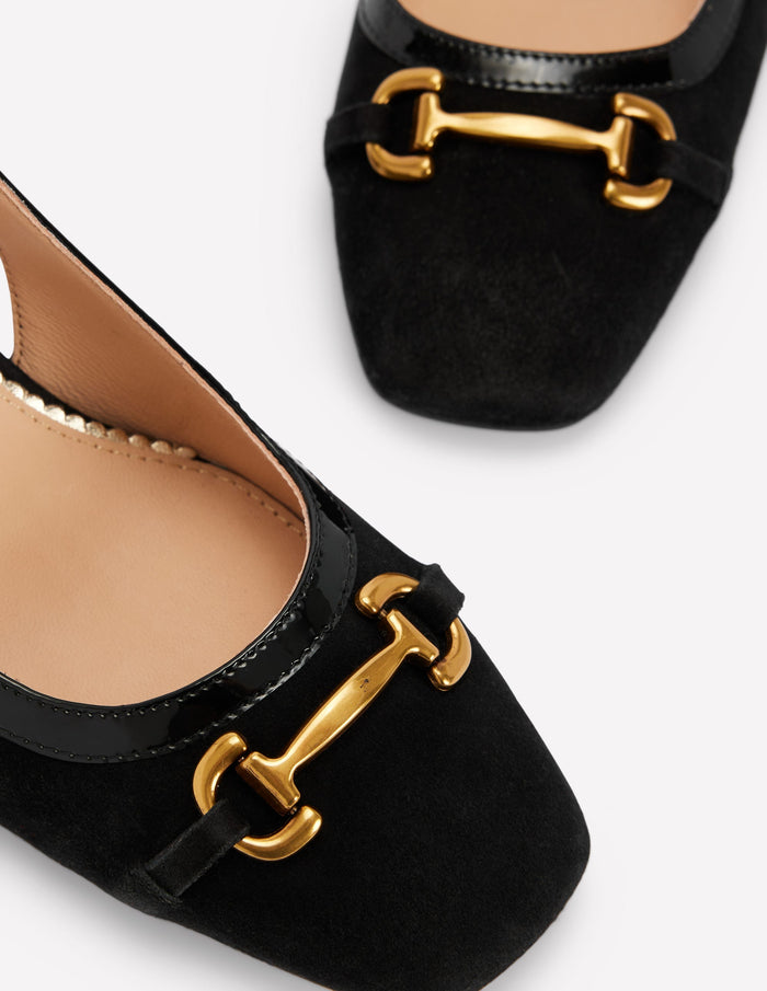 Iris Snaffle Slingback Heels Black