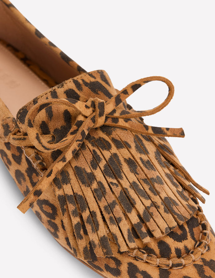 Soft Tassel Deck Shoes Leopard