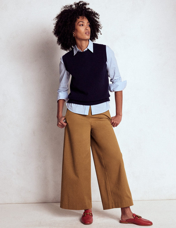 Pull-on Cropped Pants Hazelnut Brown