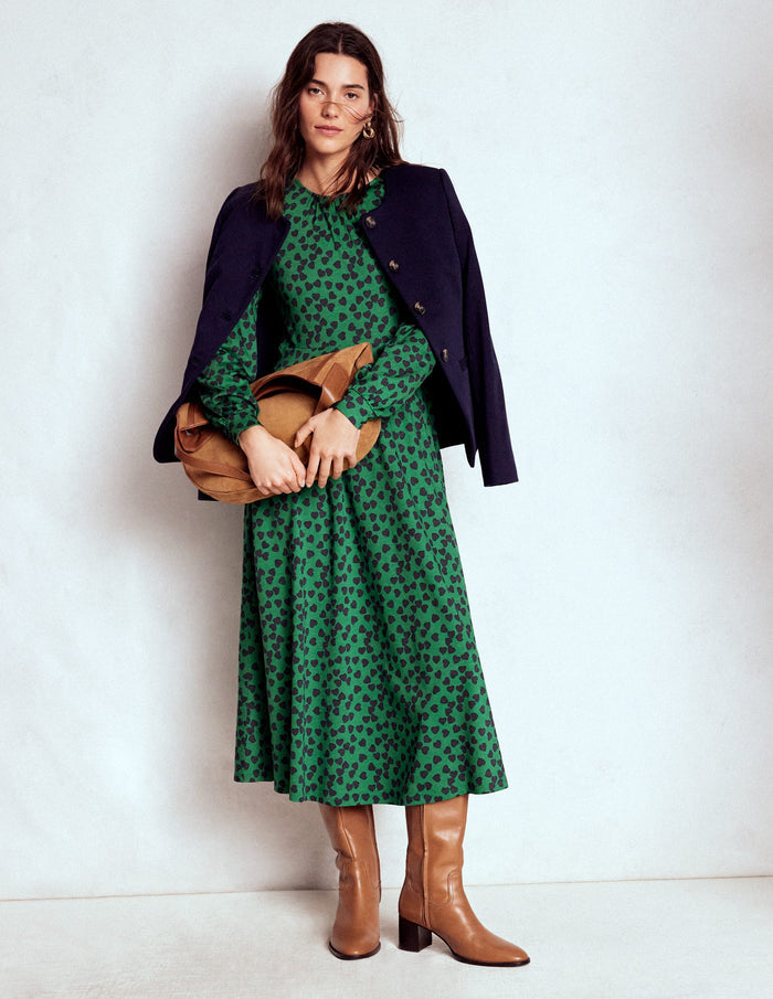 Alexandra Jersey Midi Dress French Navy, Heart Cascade