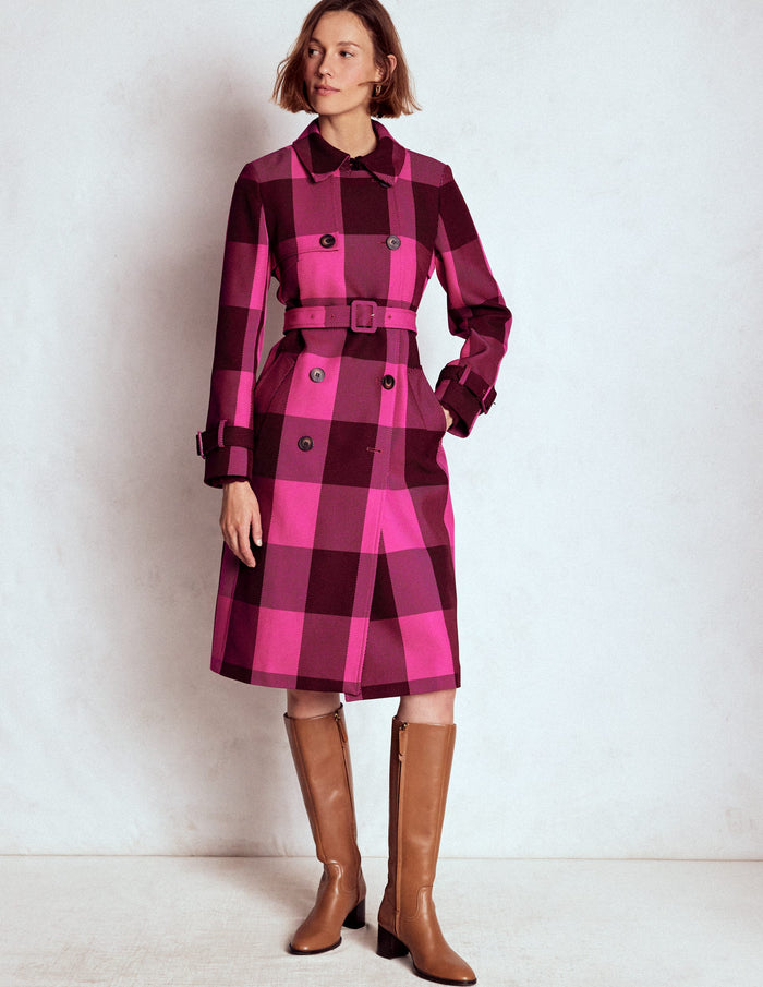 Cheltenham Trench Coat Pink Peony, Chestnut Gingham