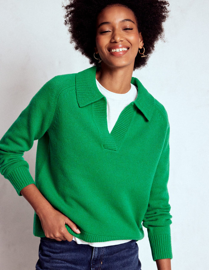 Marion Merino Henley Sweater Rich Emerald