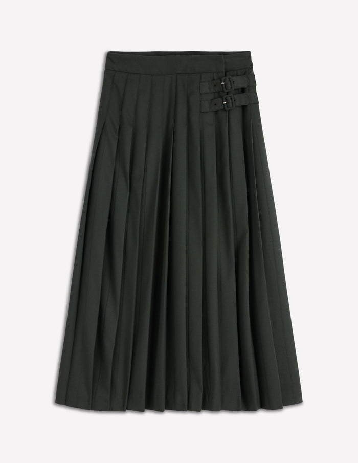Josephine Kilt Midi Skirt Hunter Green