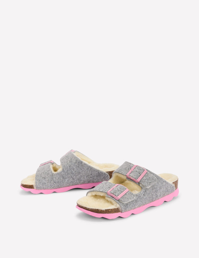 Double Strap Buckle Slipper Grey