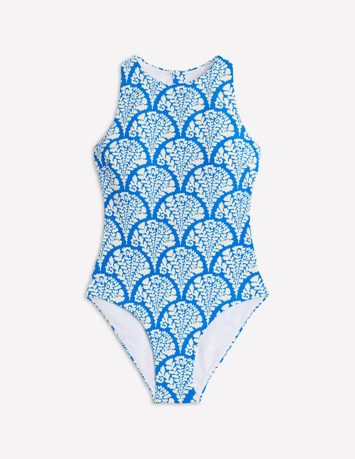 Piped Sporty Swimsuit Bright Blue, Blossomy