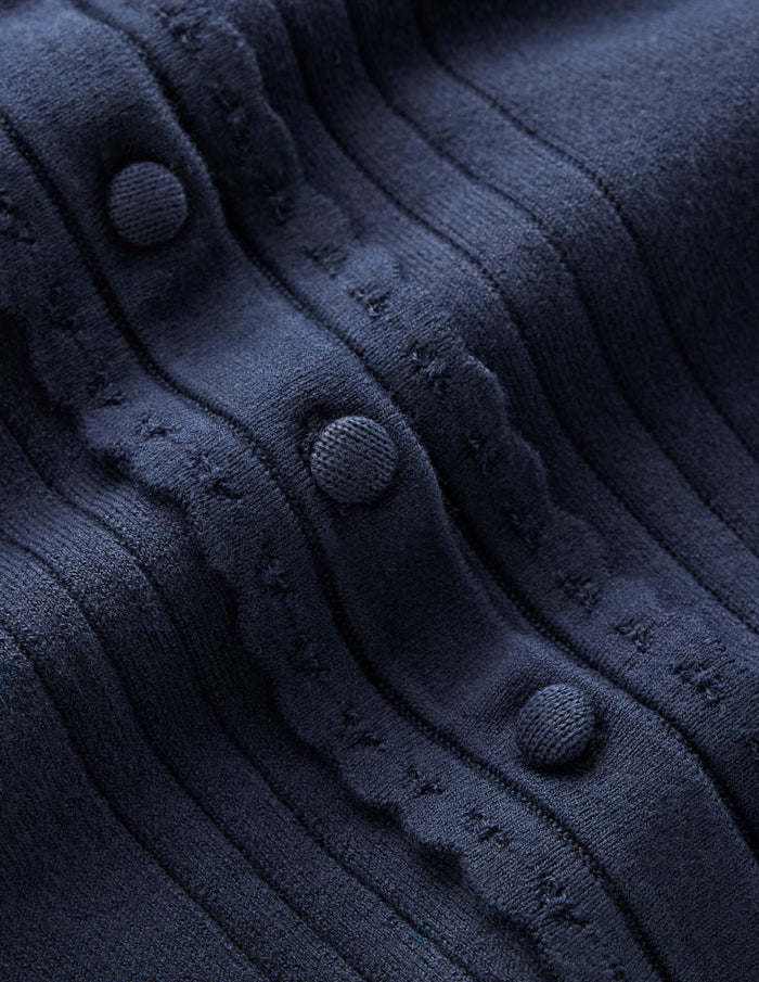 Angela Cotton Scallop Cardigan Navy