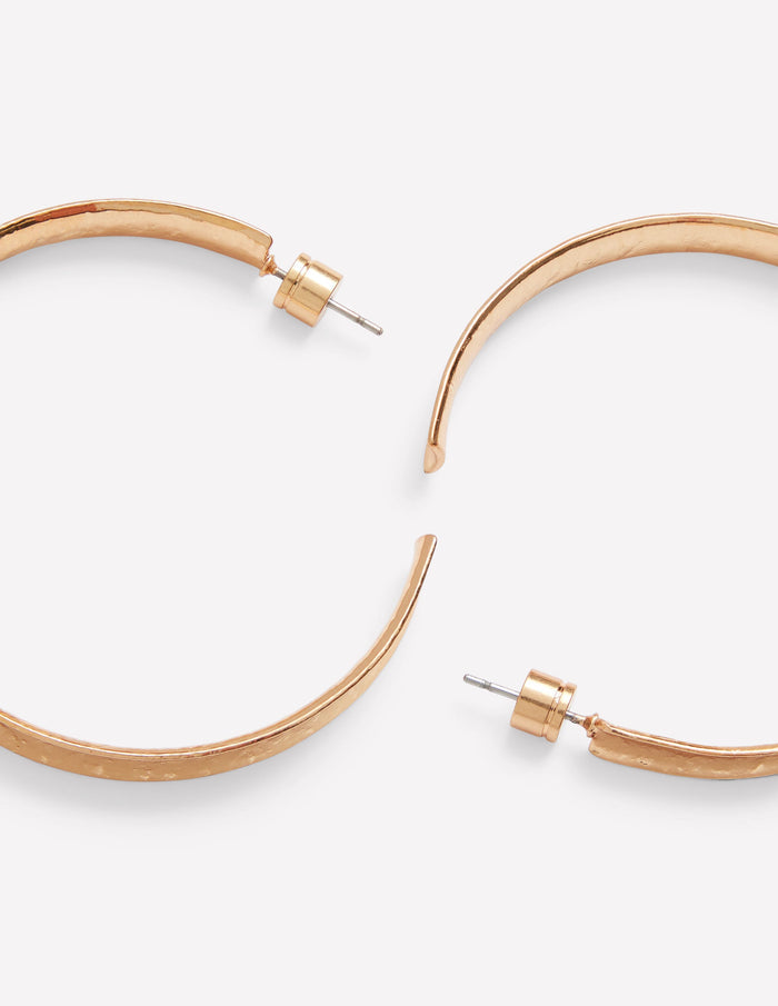 Large Hammered Hoop Earrings Gold Colour