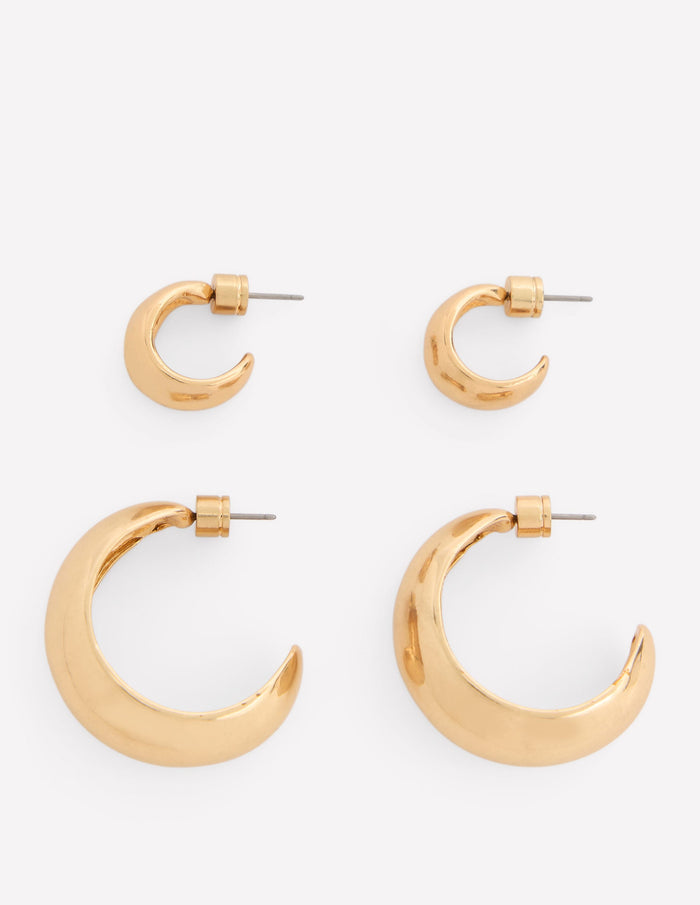 Smooth Dome 2-Pack Earrings Gold Colour