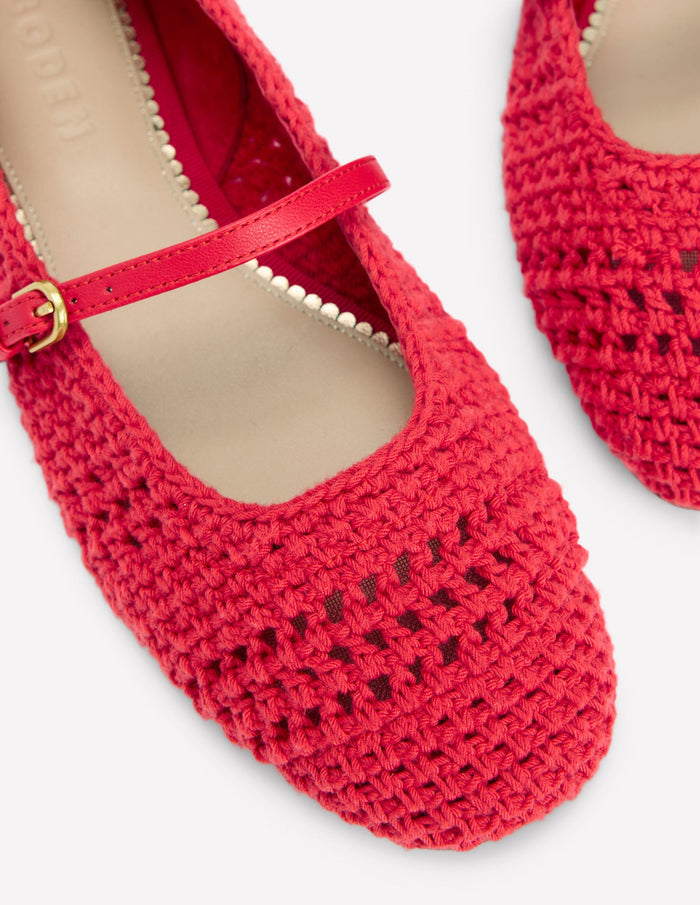 Crochet Mary Jane Flats Post box Red