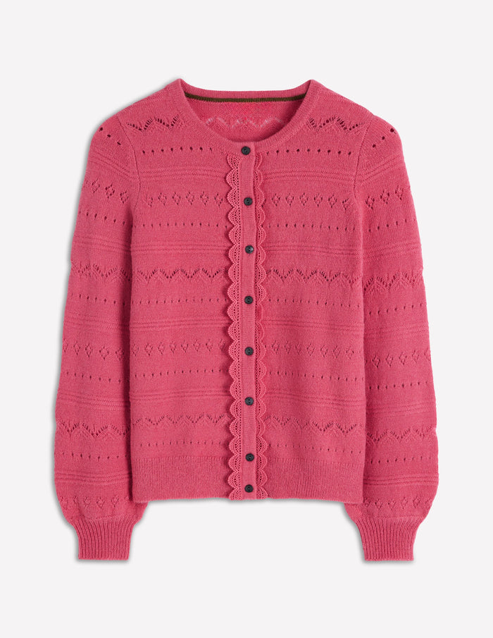 Leticia Lace Trim Cardigan Rose Pink