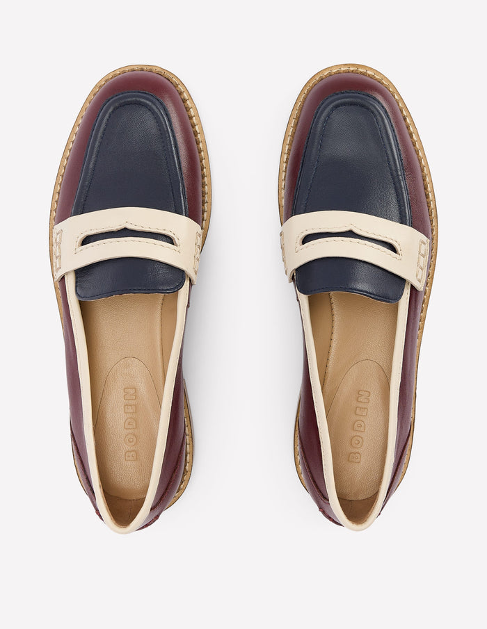 Nya Penny Loafers Oxblood/Navy