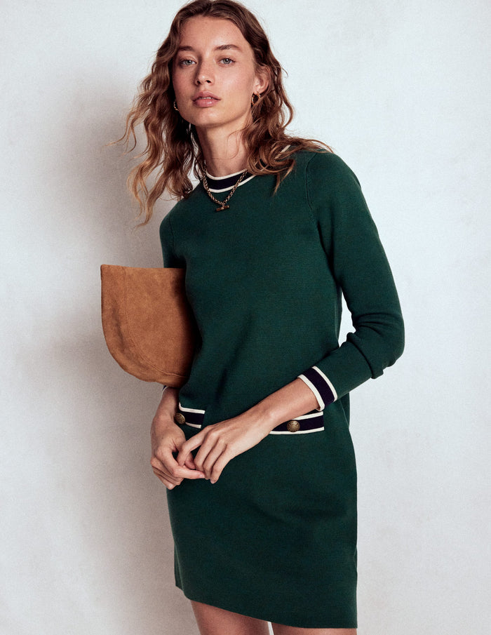 Holly Knitted Shift Dress Emerald Night